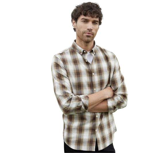 Chocolate - Front - Threadbare Mens Checked Regular Shirt