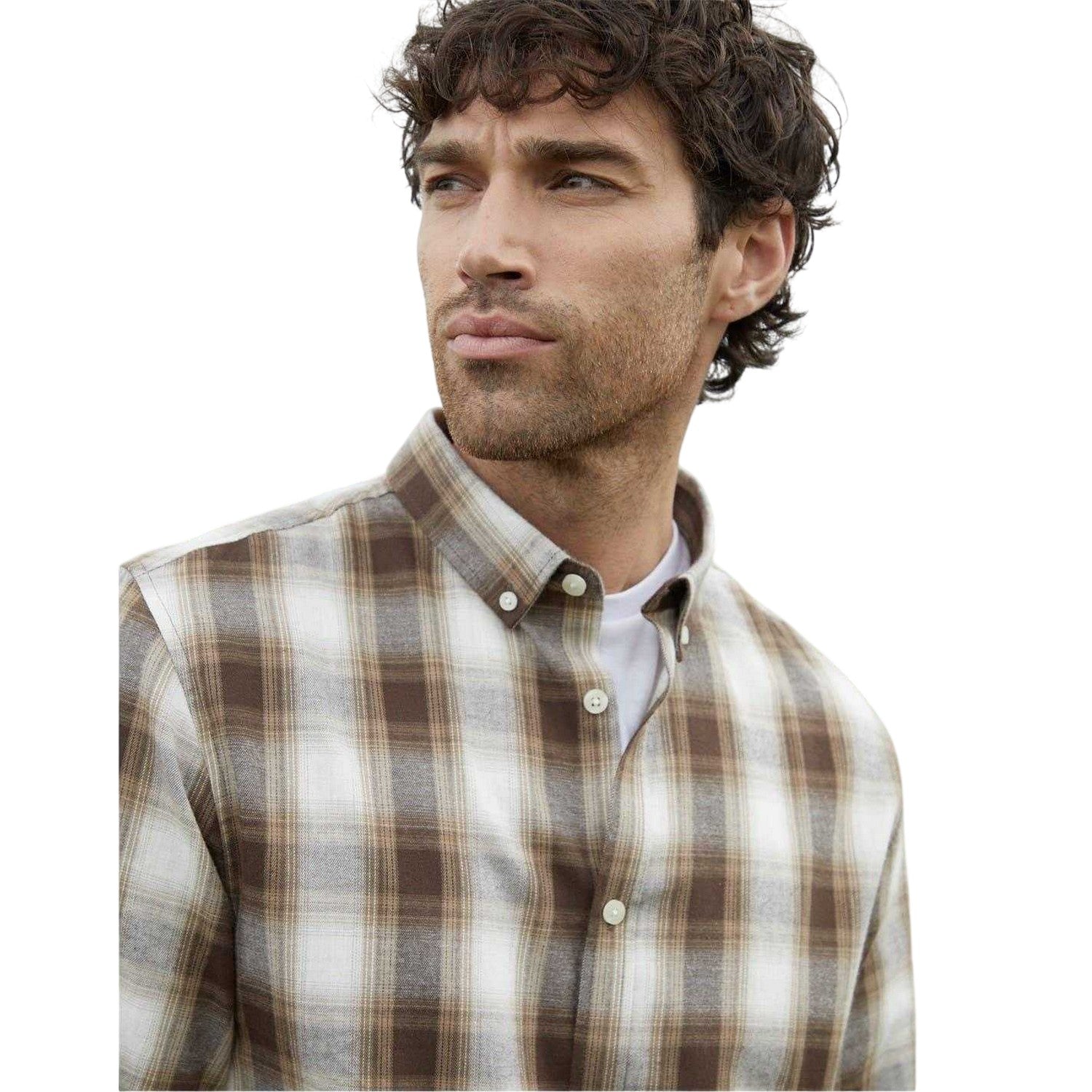 Chocolate - Side - Threadbare Mens Checked Regular Shirt