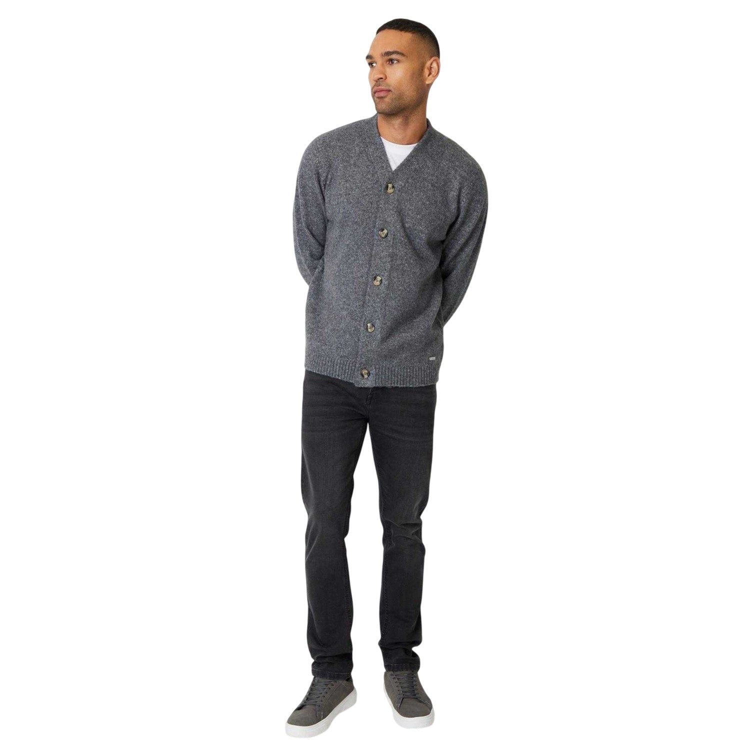 Taupe Micro - Lifestyle - Threadbare Mens Dutch Cardigan