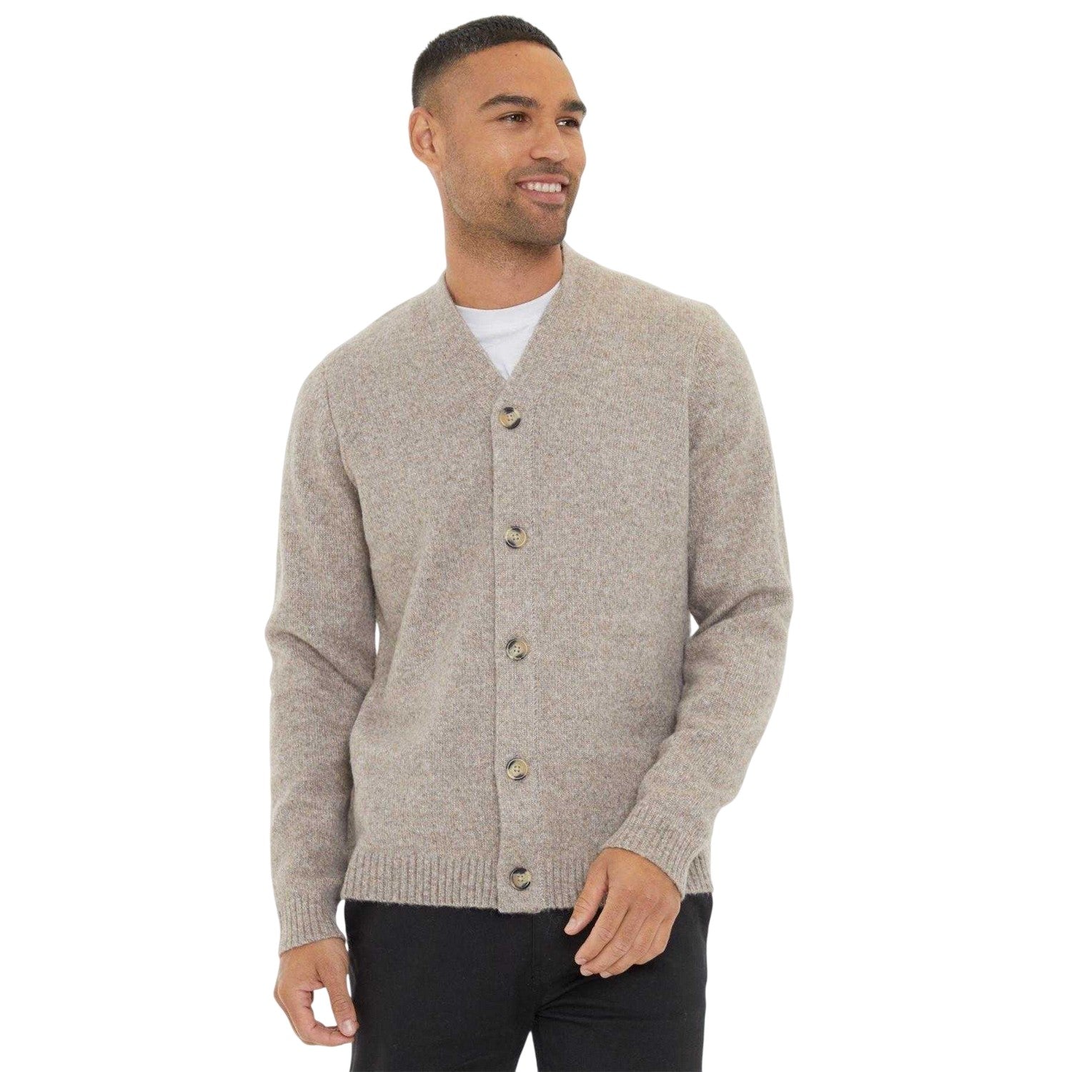 Charcoal Marl - Front - Threadbare Mens Dutch Cardigan