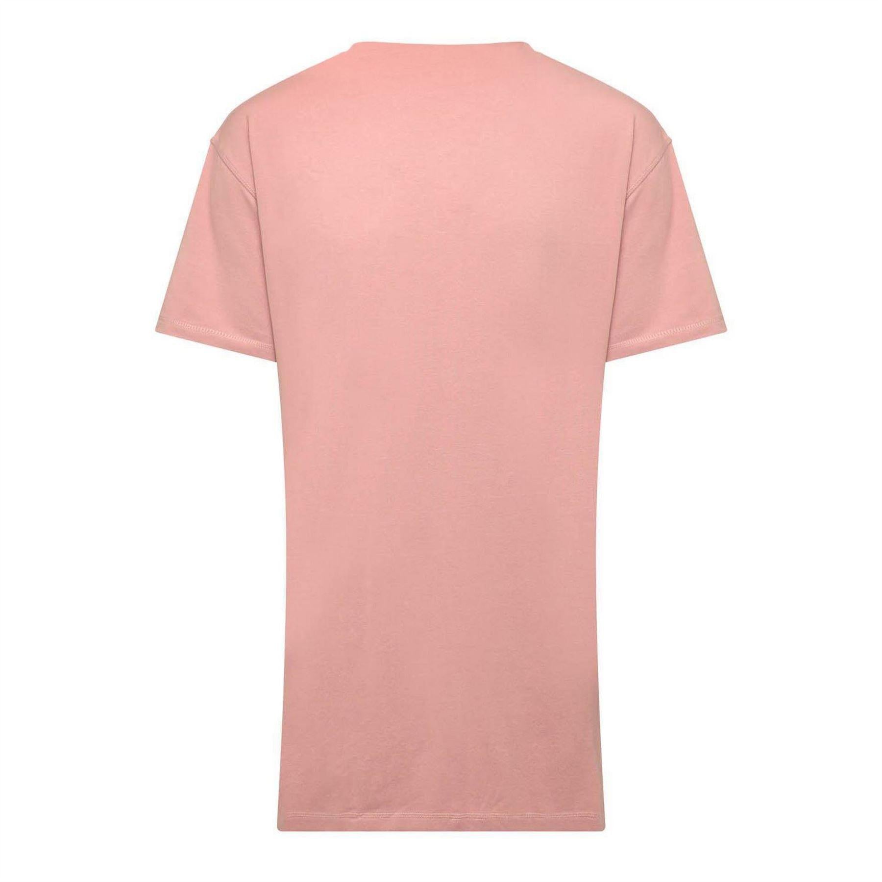 Pink - Back - Hugo Womens-Ladies Nite Cotton Nightdress