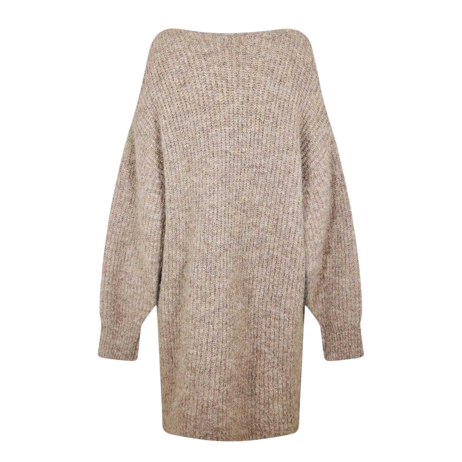 Taupe - Back - Edited Womens-Ladies Sweater Dress