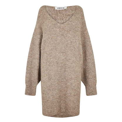 Taupe - Front - Edited Womens-Ladies Sweater Dress