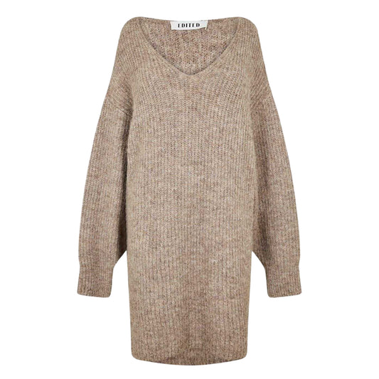 Taupe - Front - Edited Womens-Ladies Sweater Dress