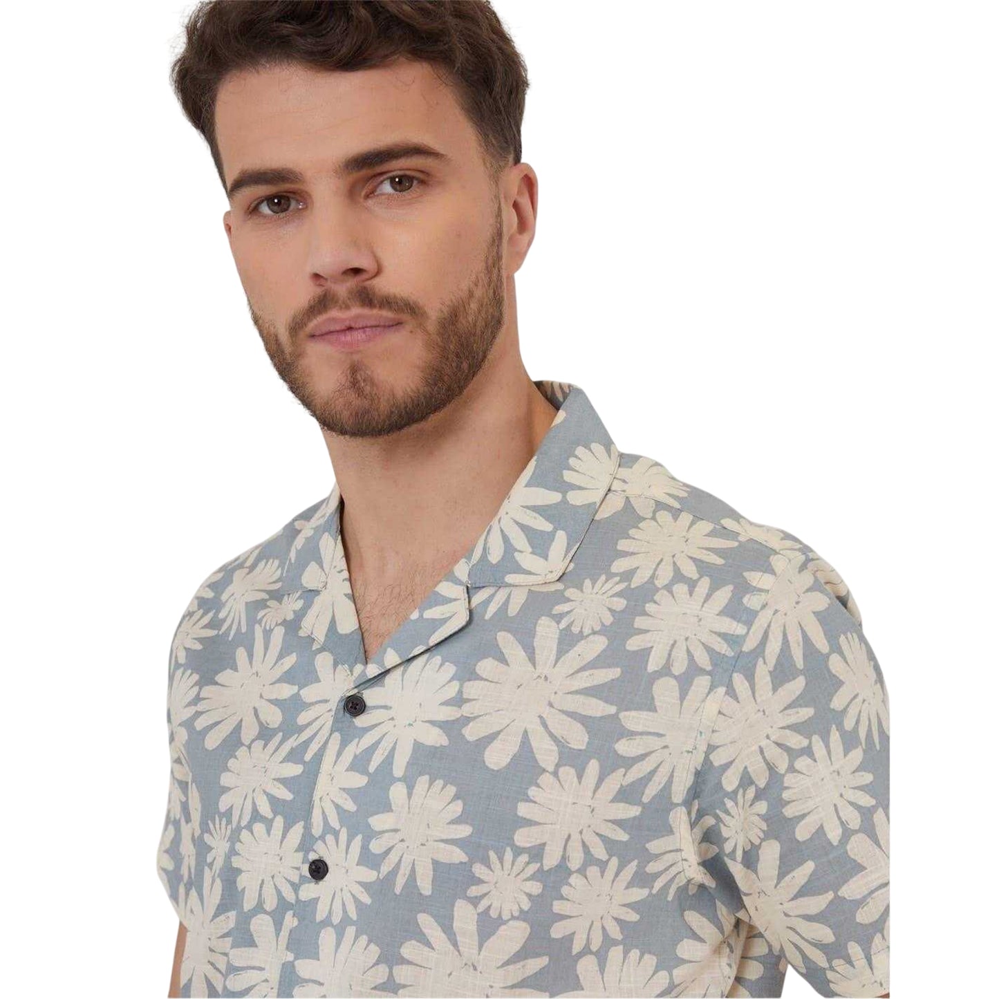 Dusty Blue - Side - Threadbare Mens Floral Short-Sleeved Shirt