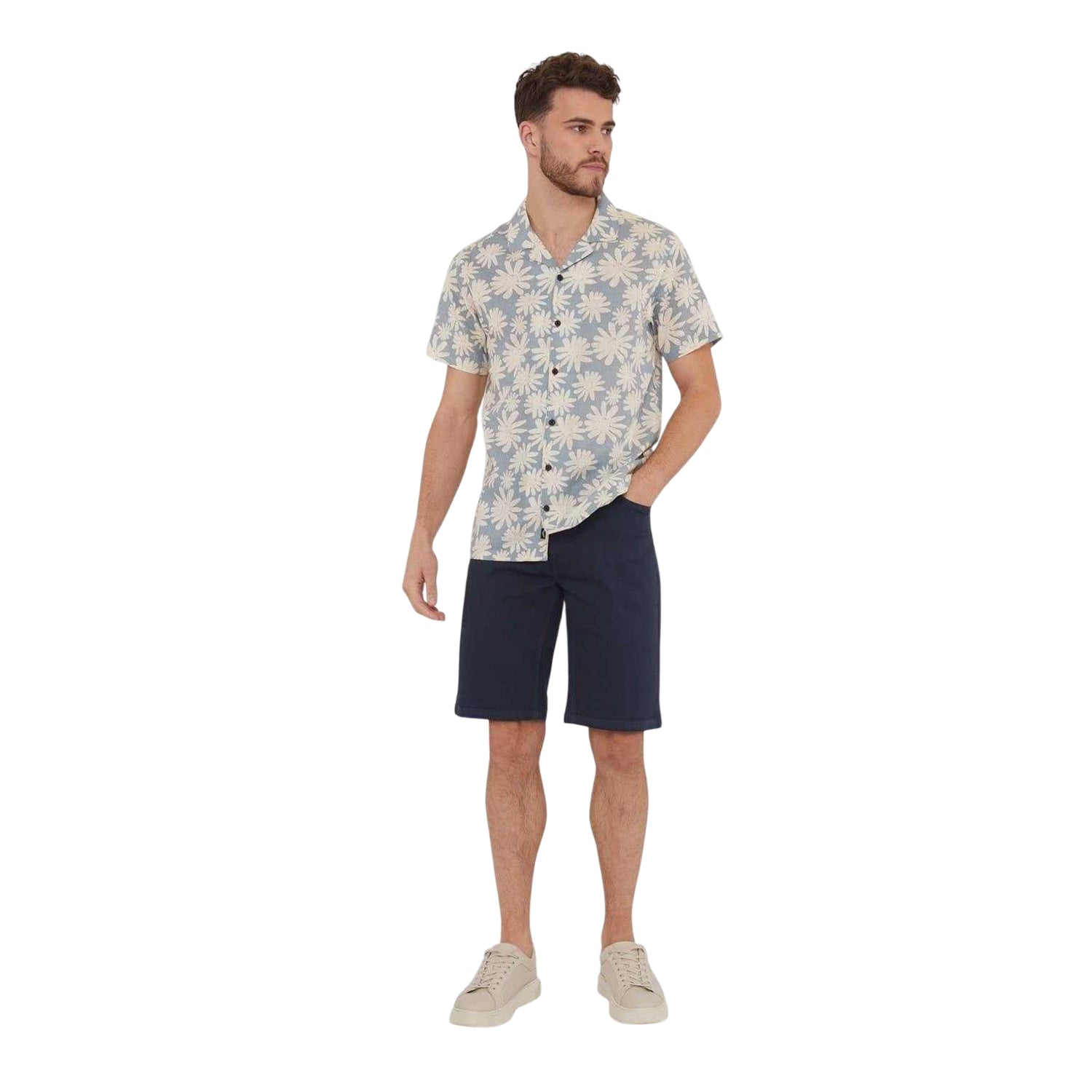 Dusty Blue - Lifestyle - Threadbare Mens Floral Short-Sleeved Shirt