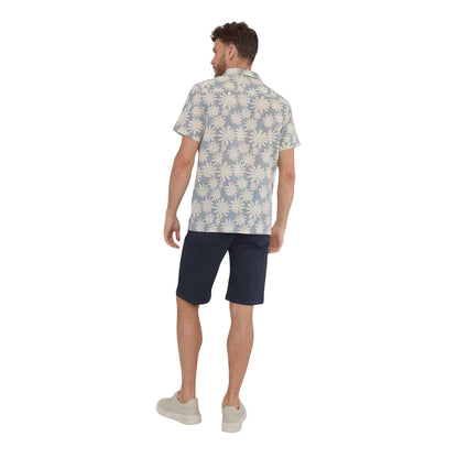 Dusty Blue - Pack Shot - Threadbare Mens Floral Short-Sleeved Shirt