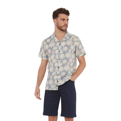 Dusty Blue - Front - Threadbare Mens Floral Short-Sleeved Shirt