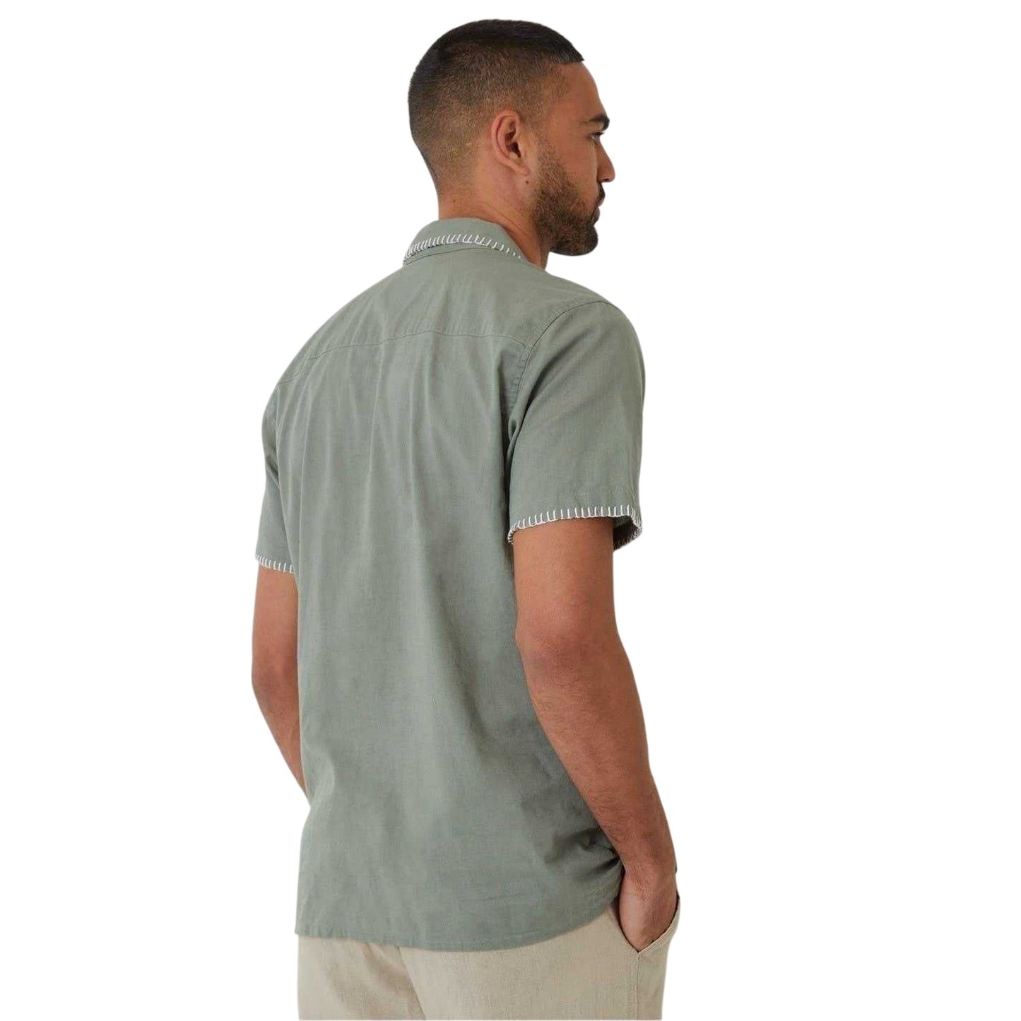Sage - Back - Threadbare Mens Burnley Short-Sleeved Shirt