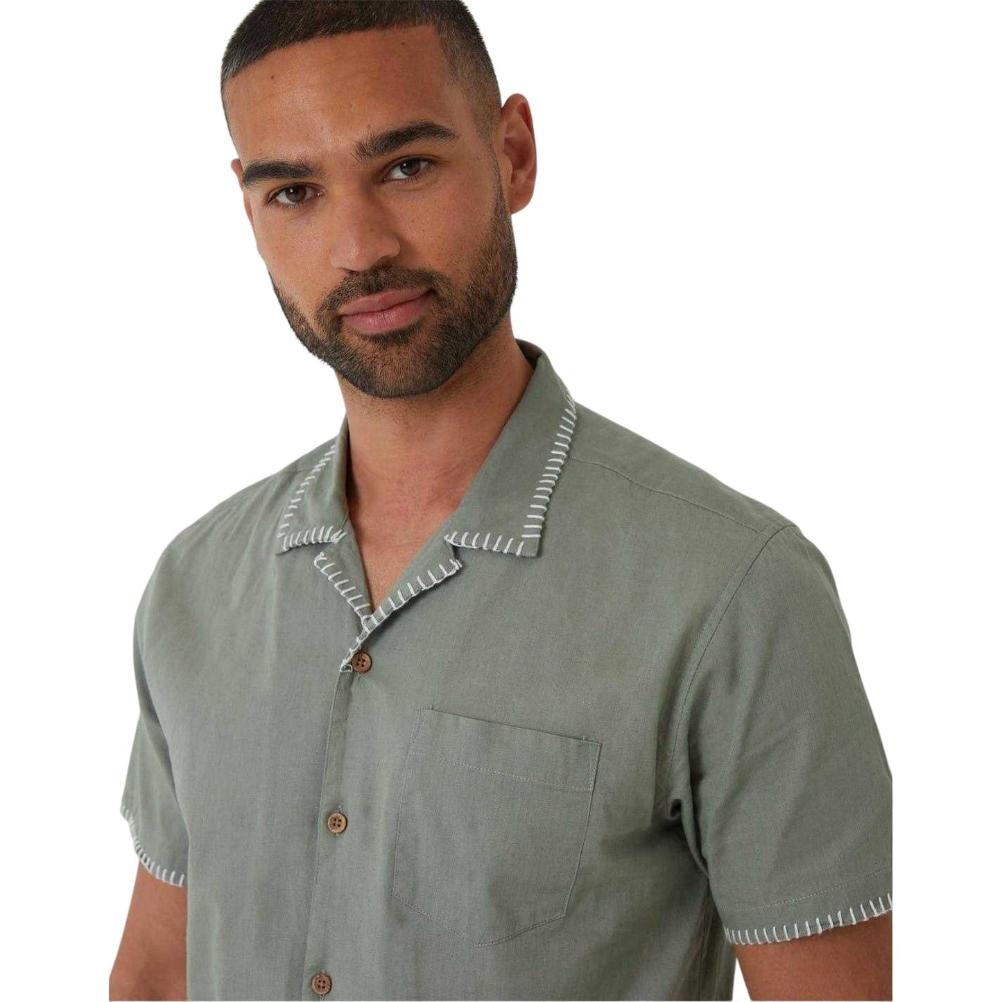 Sage - Side - Threadbare Mens Burnley Short-Sleeved Shirt