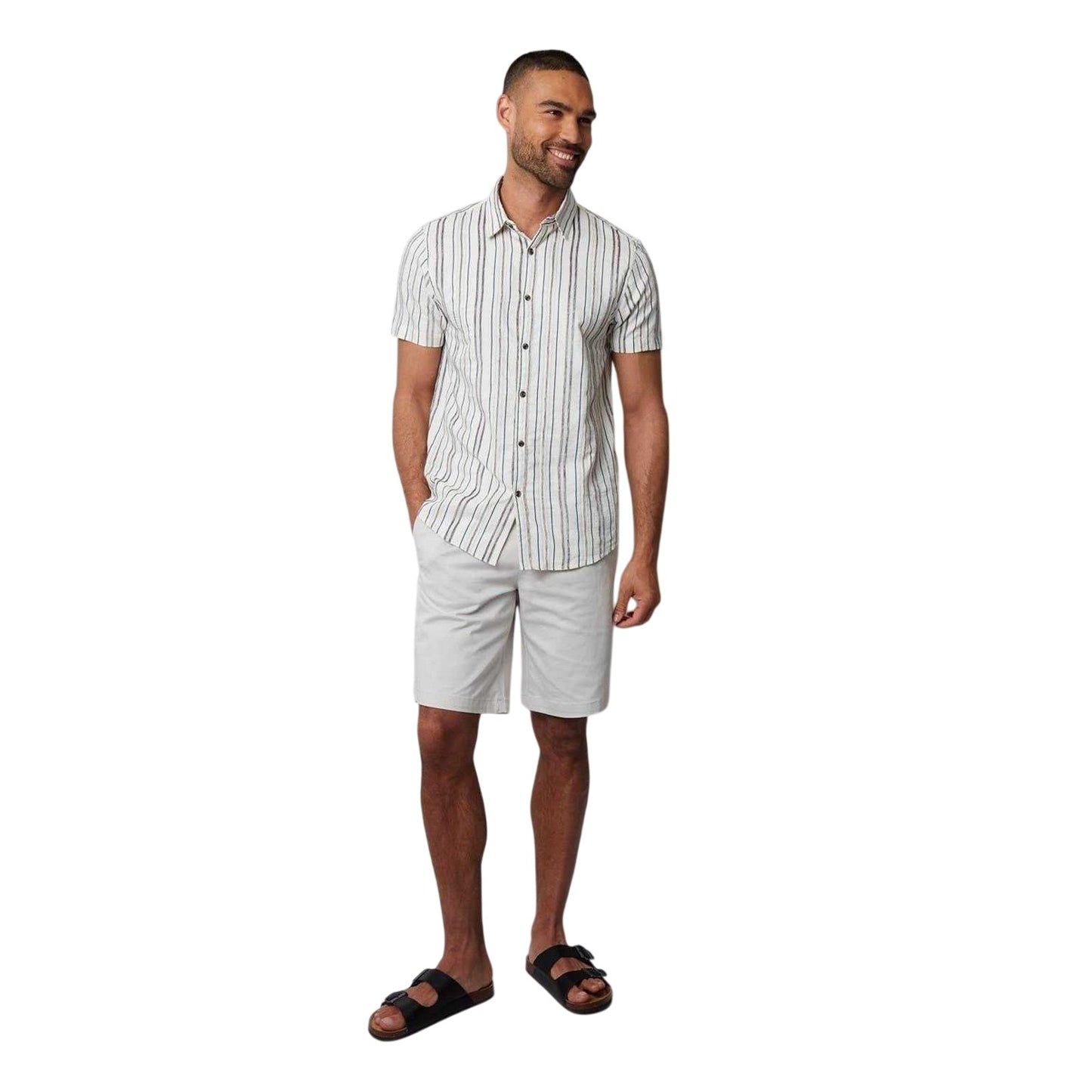Cream - Lifestyle - Threadbare Mens Brownhill Striped Shirt