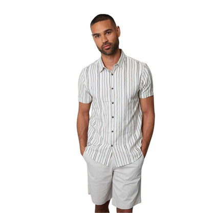 Cream - Front - Threadbare Mens Brownhill Striped Shirt