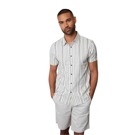 Cream - Front - Threadbare Mens Brownhill Striped Shirt