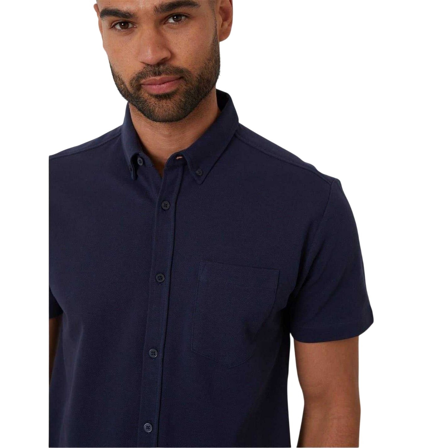 Navy - Side - Threadbare Mens Majestic Shirt
