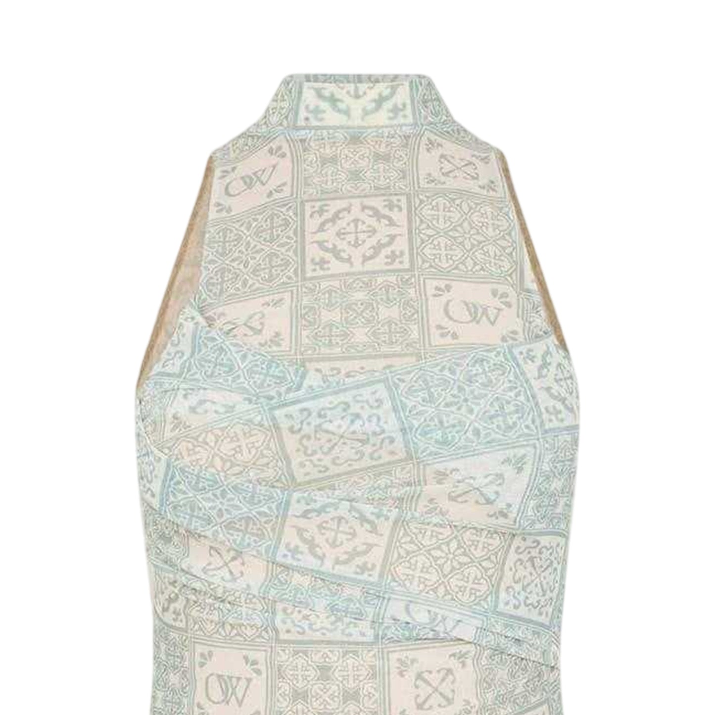 Blue-White - Back - Off White Womens-Ladies Tulle High Collar Slip Dress