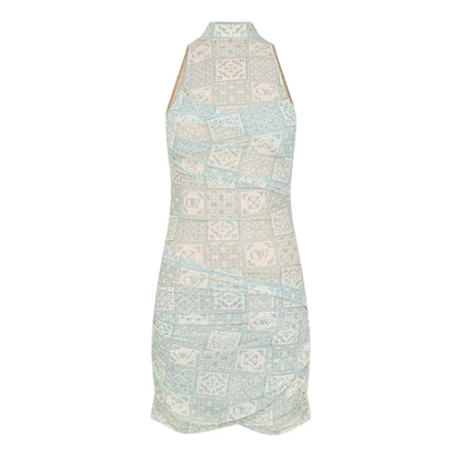 Blue-White - Front - Off White Womens-Ladies Tulle High Collar Slip Dress