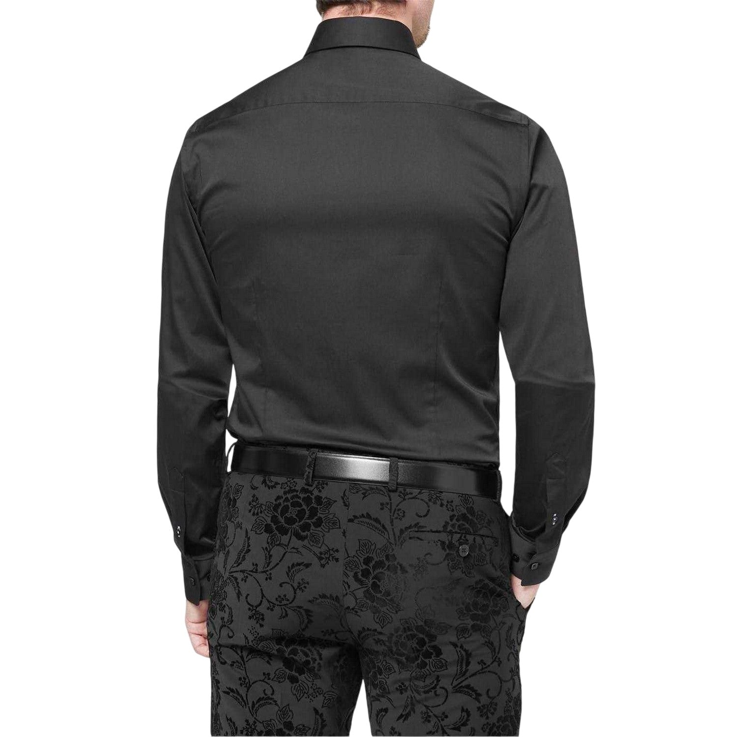 Black - Back - Without Prejudice Mens Sateen Skinny Shirt