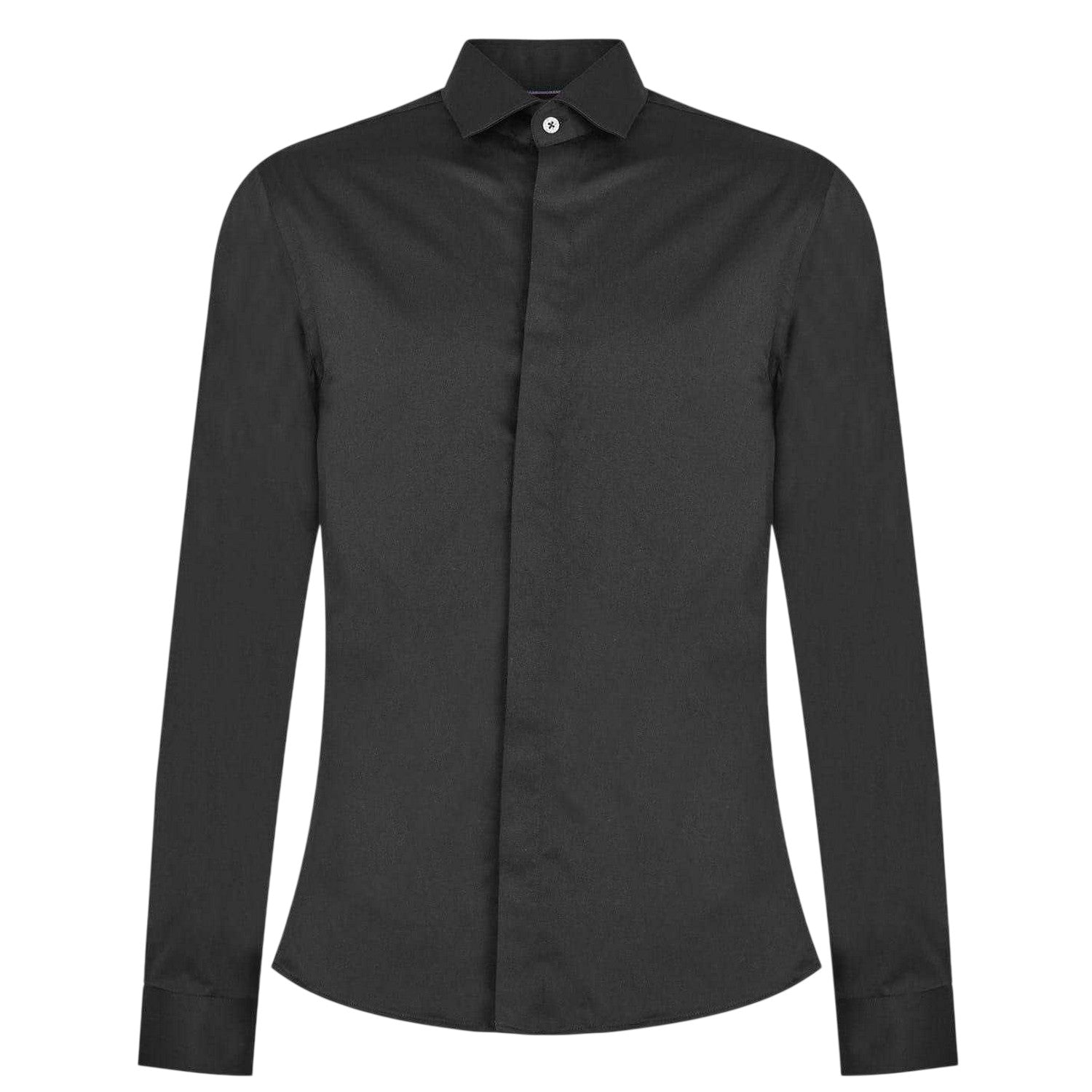 Black - Front - Without Prejudice Mens Sateen Skinny Shirt