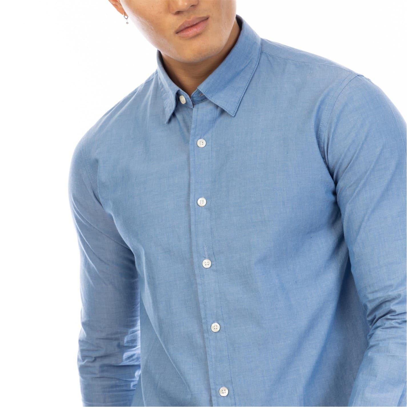 Indigo - Side - Peter Werth Mens Collared Slim Long-Sleeved Shirt