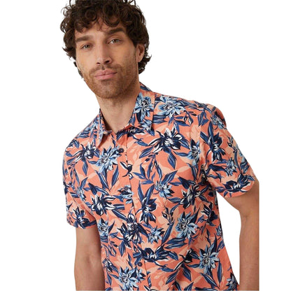 Peach - Side - Threadbare Mens Latham Floral Regular Shirt