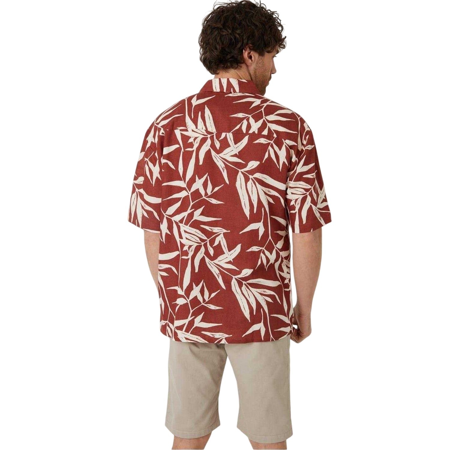 Rust - Back - Threadbare Mens Bamba Relaxed Fit Shirt