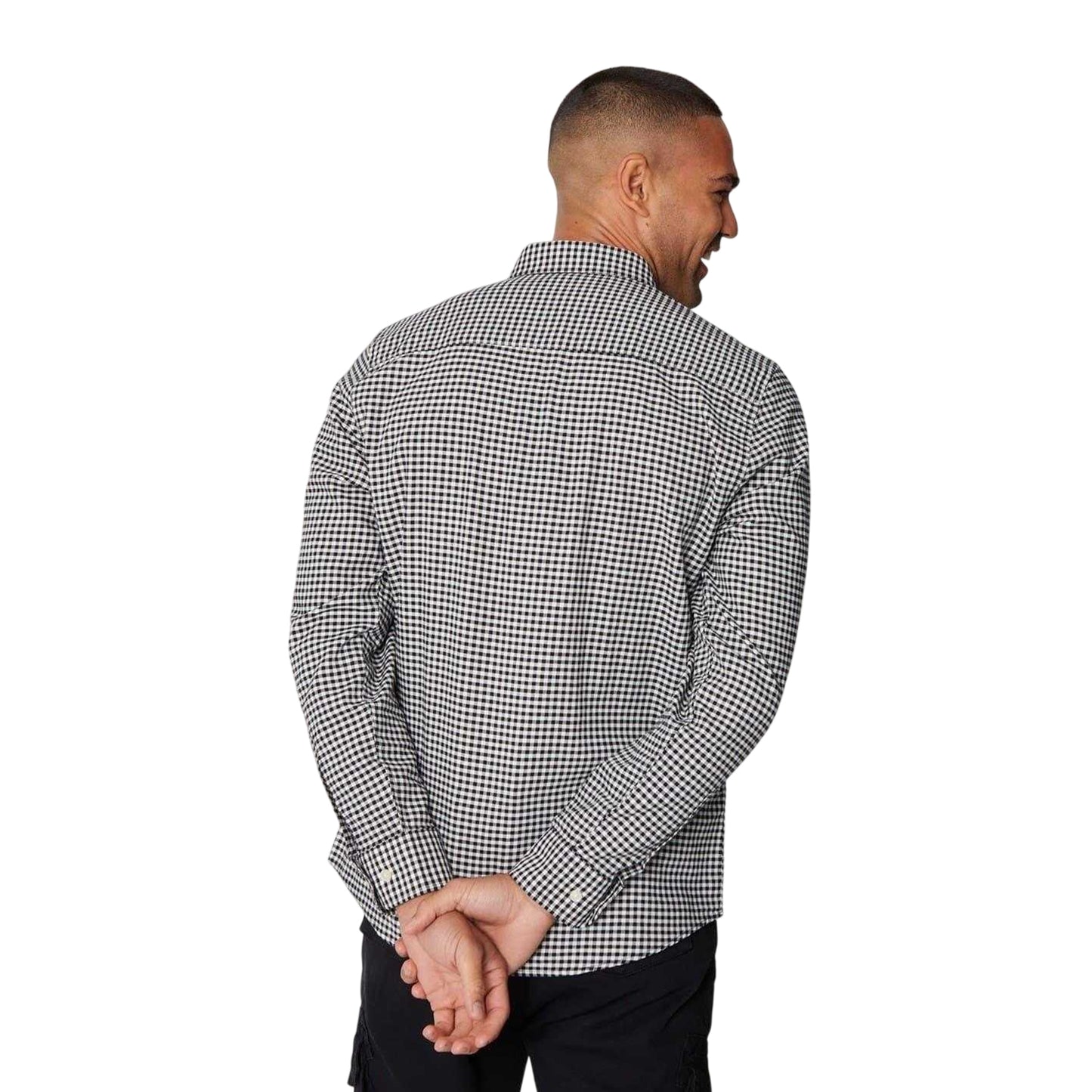 Black - Back - Threadbare Mens Checked Oxford Regular Shirt
