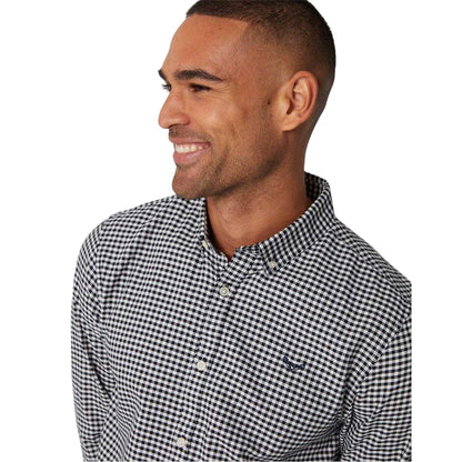 Black - Side - Threadbare Mens Checked Oxford Regular Shirt