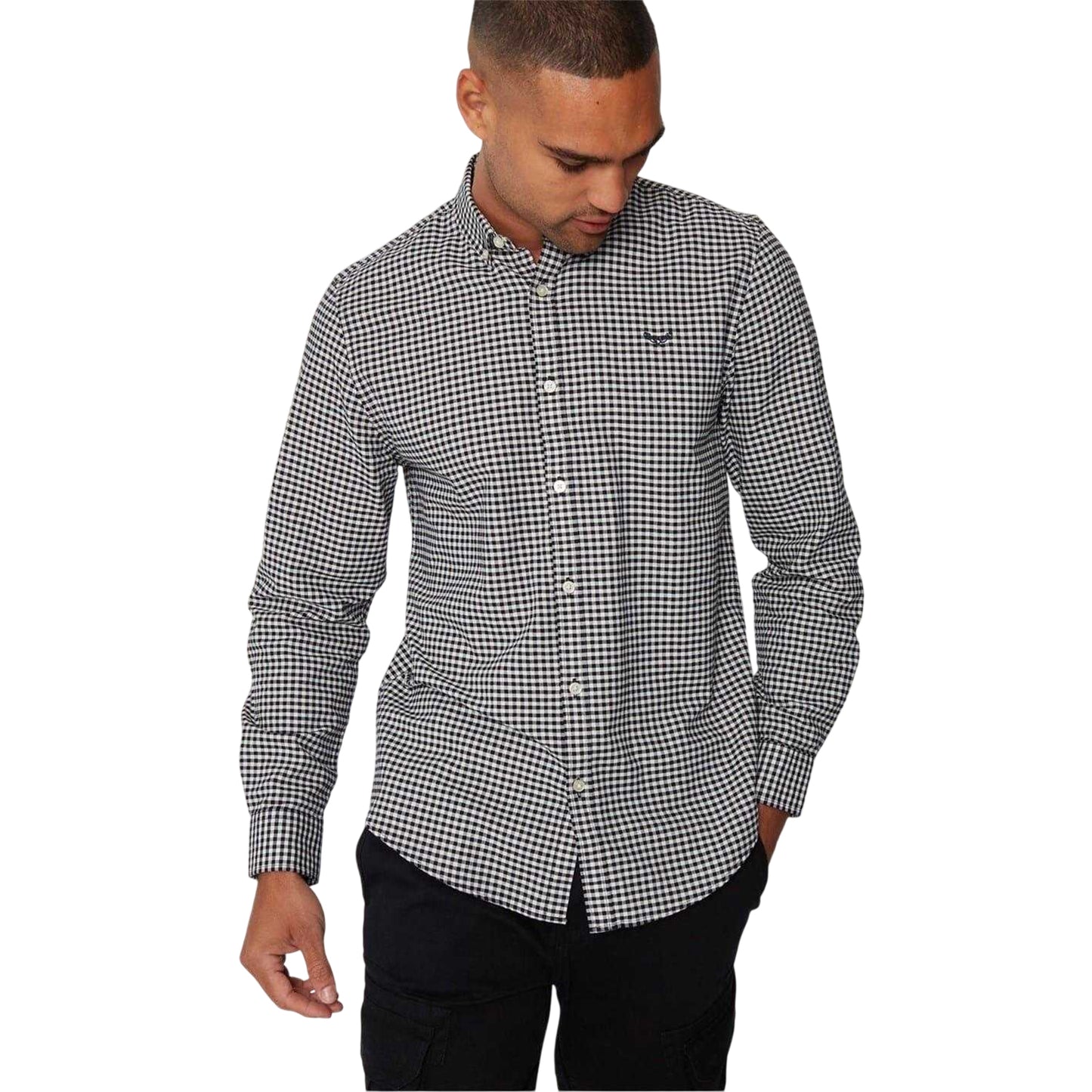 Black - Front - Threadbare Mens Checked Oxford Regular Shirt