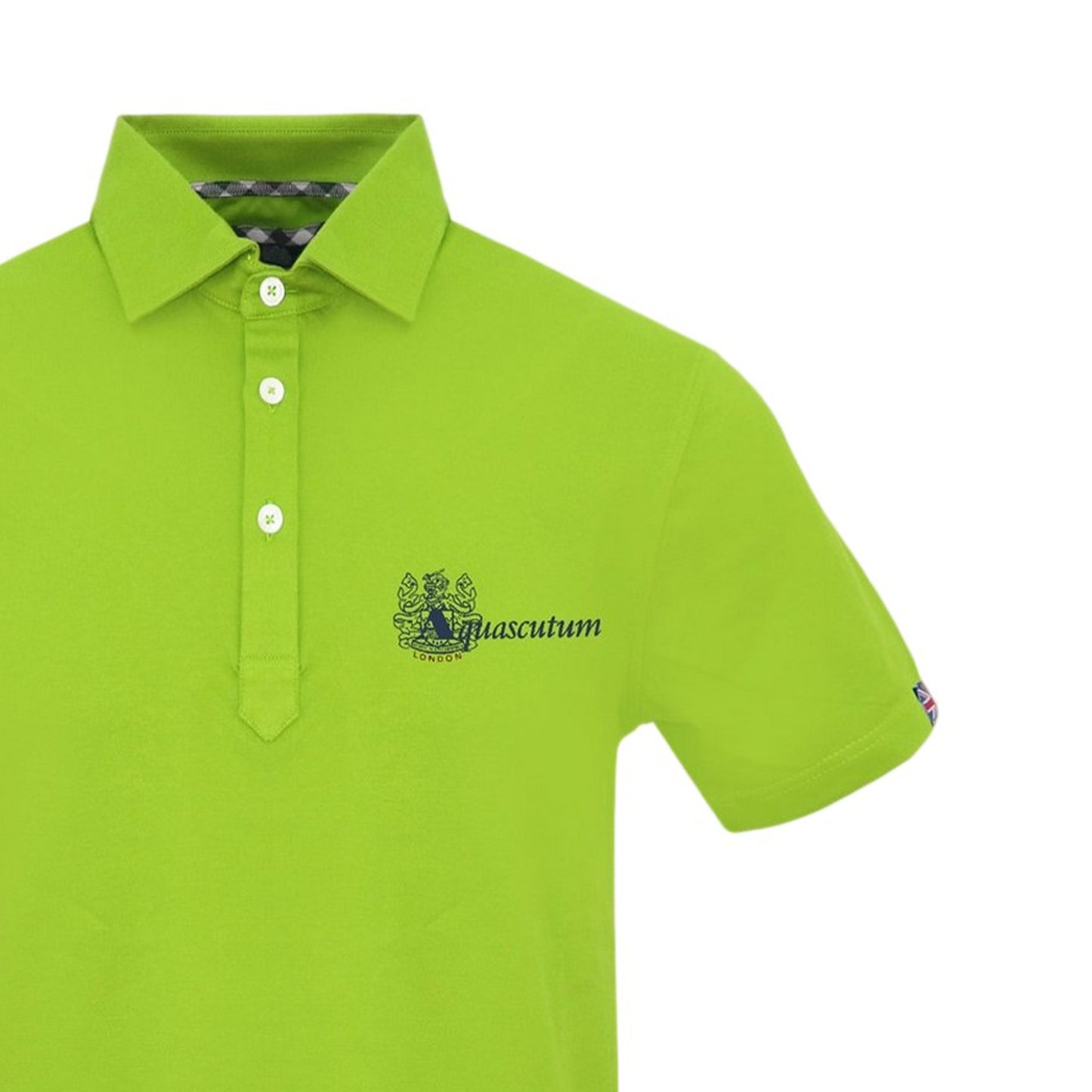 Lime - Side - Aquascutum Mens Collared Short-Sleeved Polo Shirt