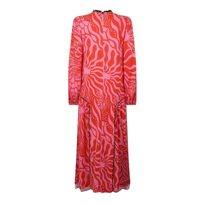 Pink - Back - Never Fully Dressed Womens-Ladies Leopard Print High-Neck Maxi Dress