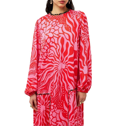 Pink - Side - Never Fully Dressed Womens-Ladies Leopard Print High-Neck Maxi Dress