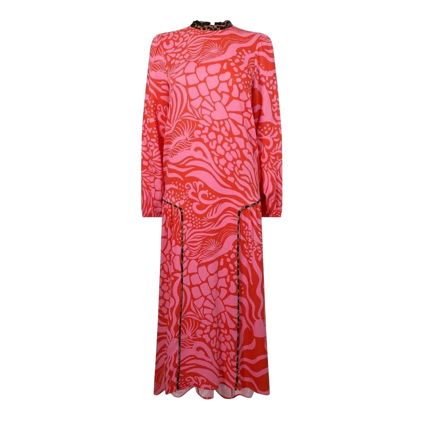 Pink - Front - Never Fully Dressed Womens-Ladies Leopard Print High-Neck Maxi Dress
