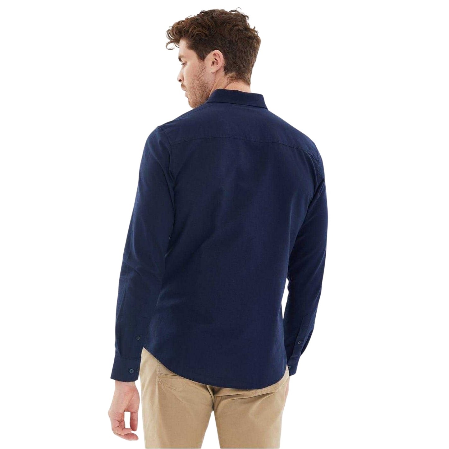 Navy-Denim - Back - Threadbare Mens Oxford Regular Shirt (Pack of 2)
