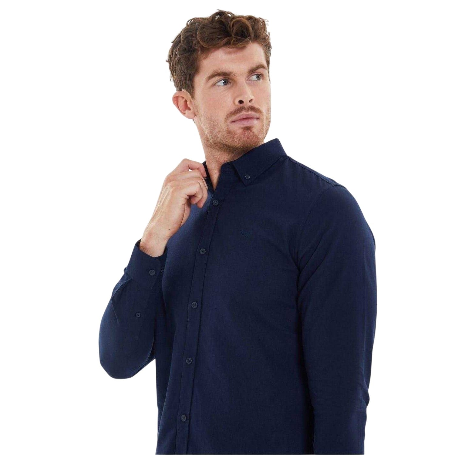 Navy-Denim - Side - Threadbare Mens Oxford Regular Shirt (Pack of 2)