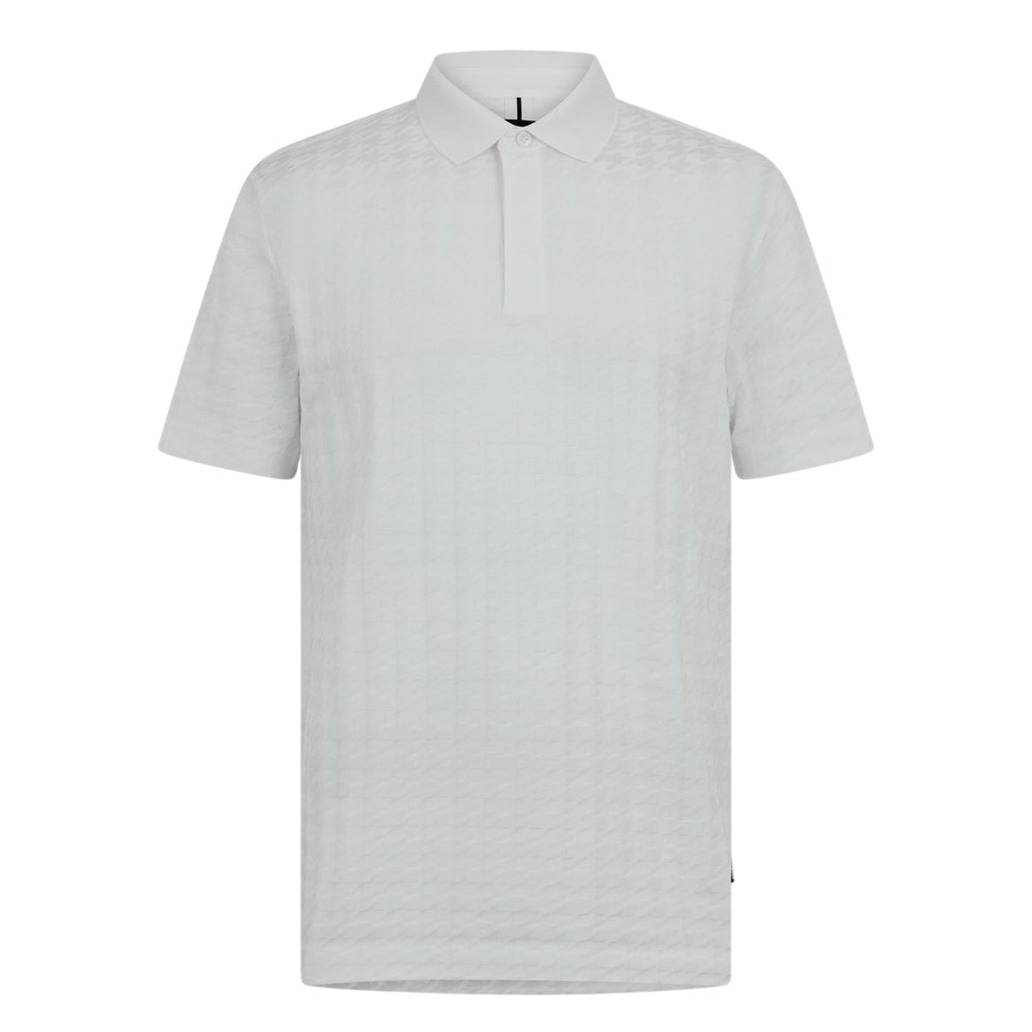 White - Front - Boss Mens Porsche Houndstooth Collared Short-Sleeved Polo Shirt
