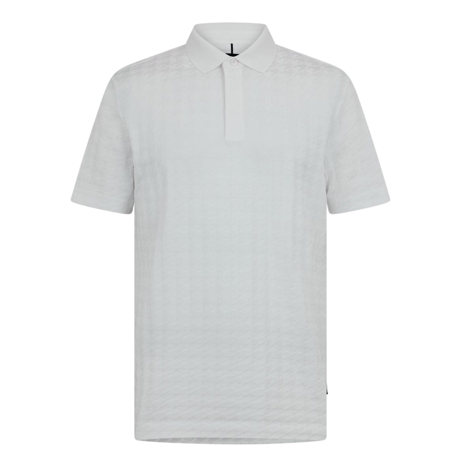 White - Front - Boss Mens Porsche Houndstooth Collared Short-Sleeved Polo Shirt