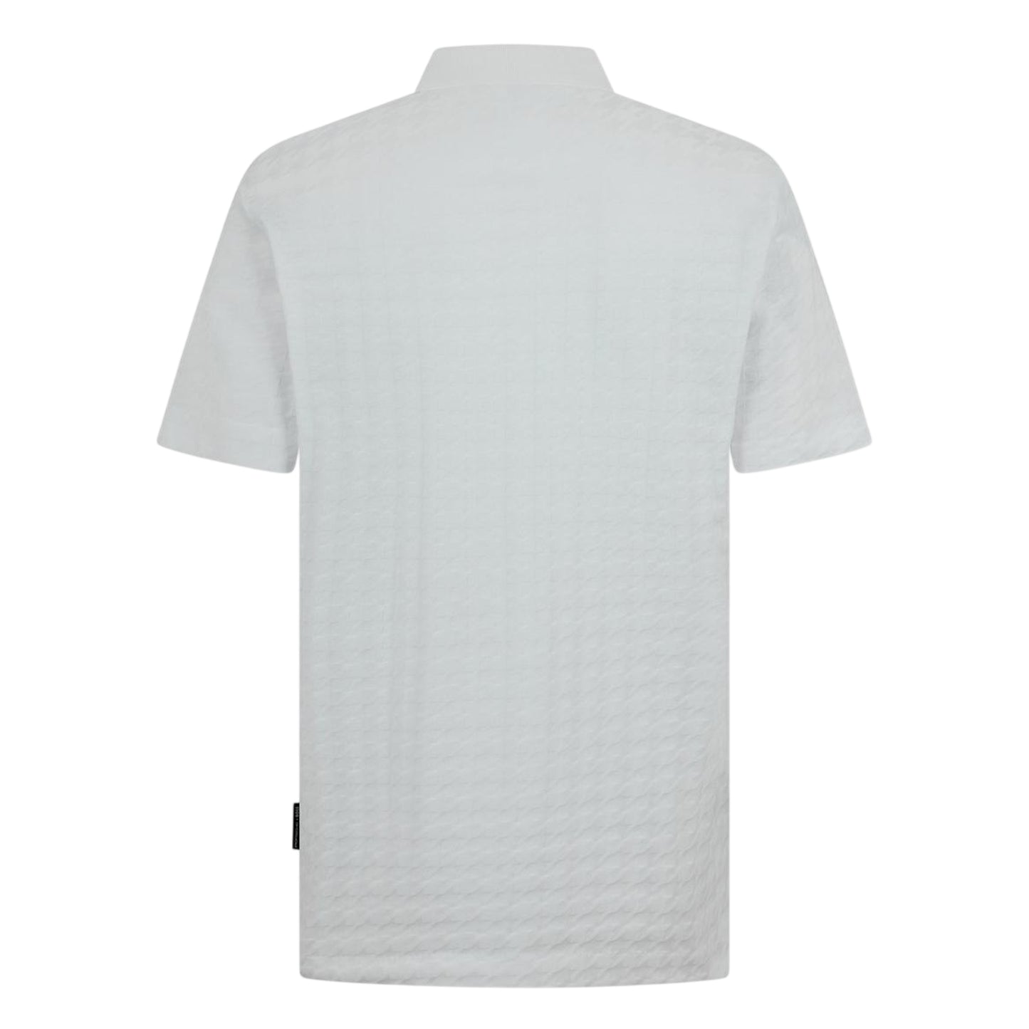 White - Back - Boss Mens Porsche Houndstooth Collared Short-Sleeved Polo Shirt