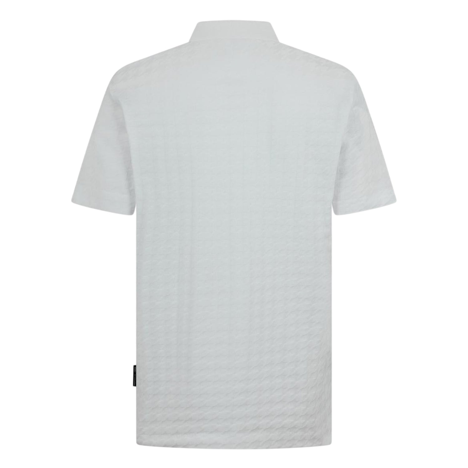 White - Back - Boss Mens Porsche Houndstooth Collared Short-Sleeved Polo Shirt