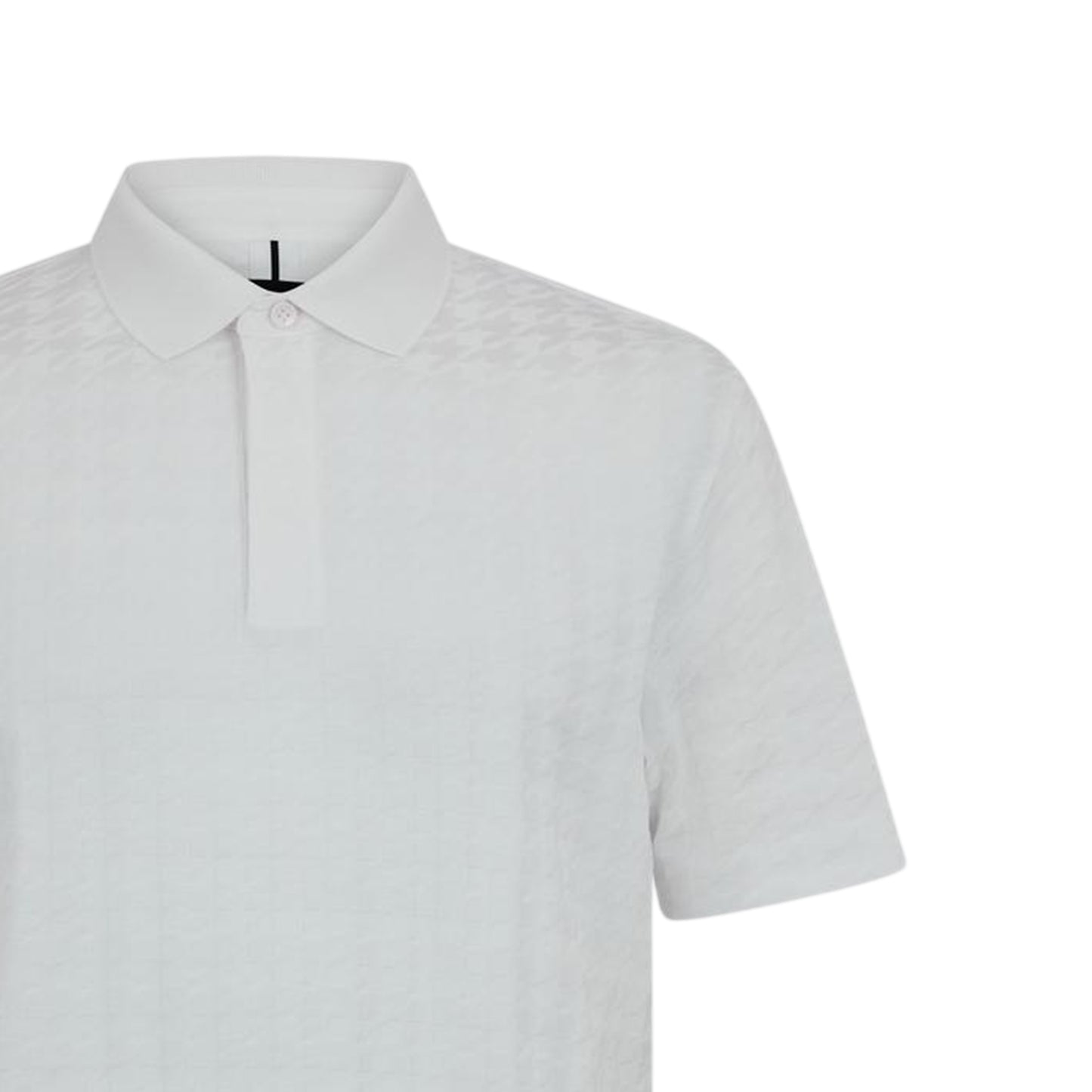 White - Side - Boss Mens Porsche Houndstooth Collared Short-Sleeved Polo Shirt