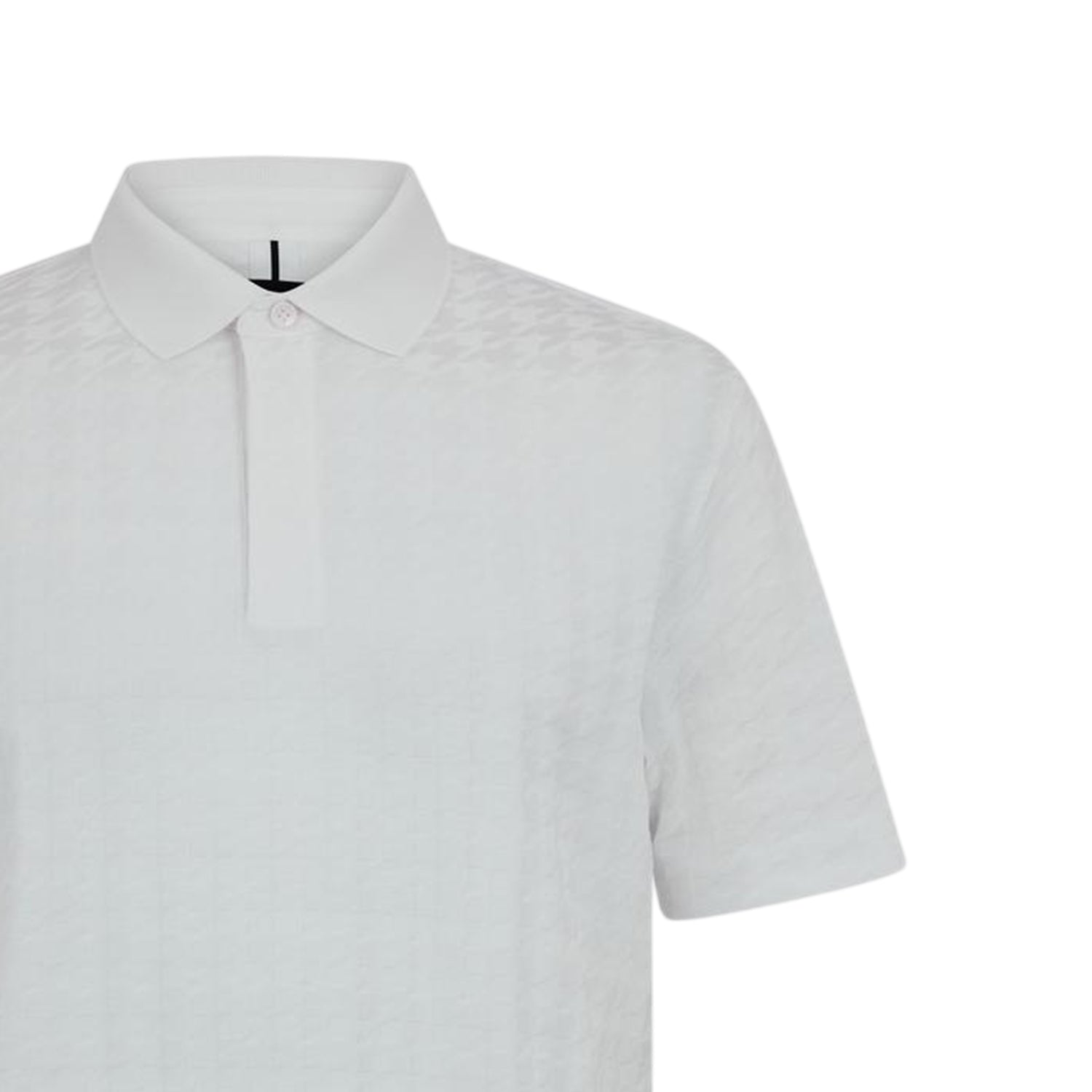 White - Side - Boss Mens Porsche Houndstooth Collared Short-Sleeved Polo Shirt