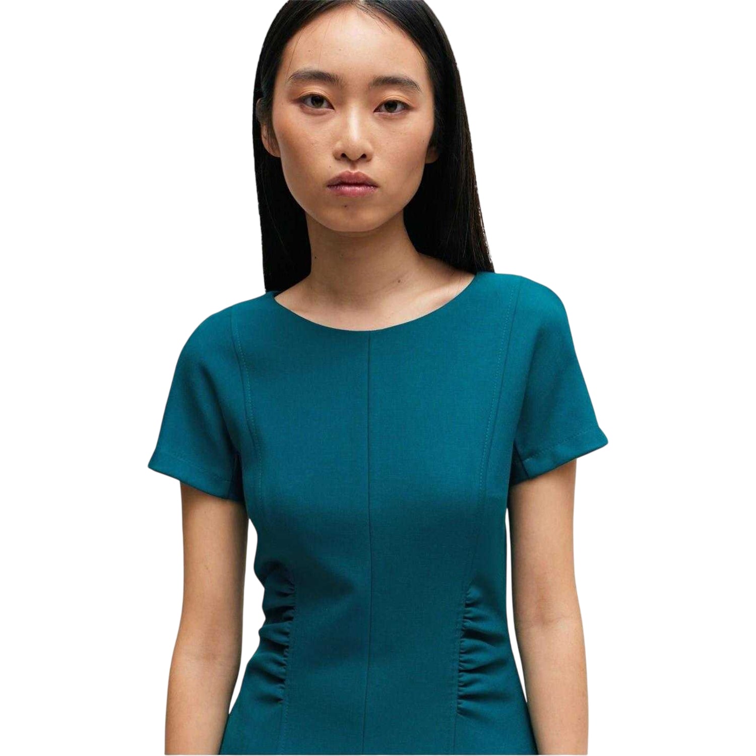 Green - Lifestyle - Boss Womens-Ladies Crew Neck Short-Sleeved Midi Dress