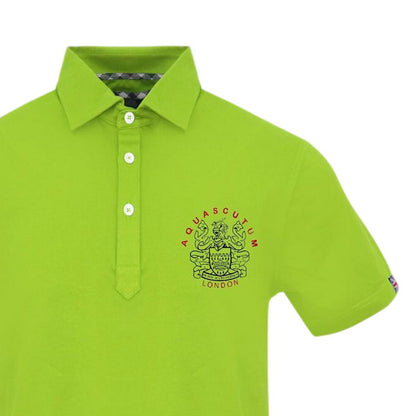 Lime - Side - Aquascutum Mens Union Jack Logo Short-Sleeved Polo Shirt