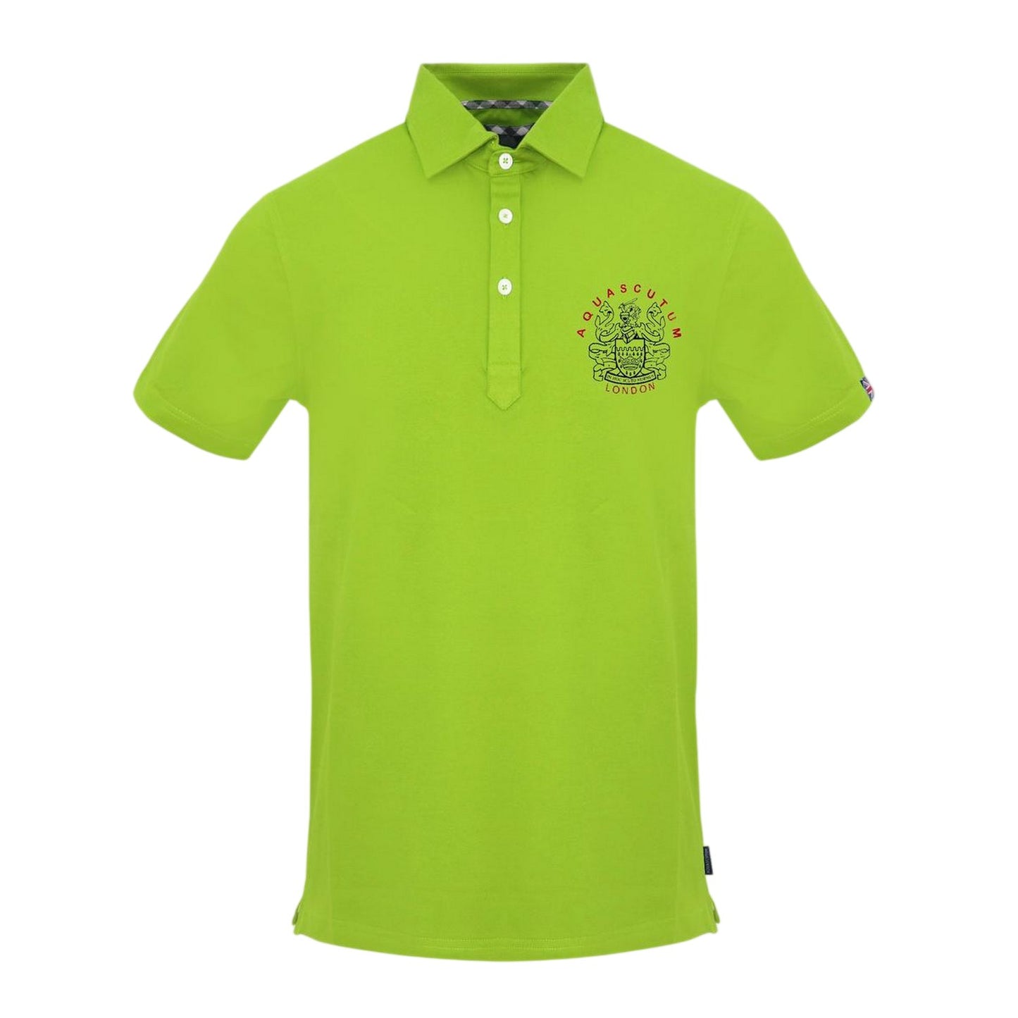 Lime - Front - Aquascutum Mens Union Jack Logo Short-Sleeved Polo Shirt