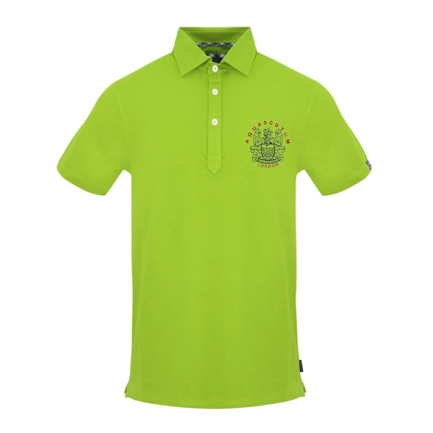 Lime - Front - Aquascutum Mens Union Jack Logo Short-Sleeved Polo Shirt