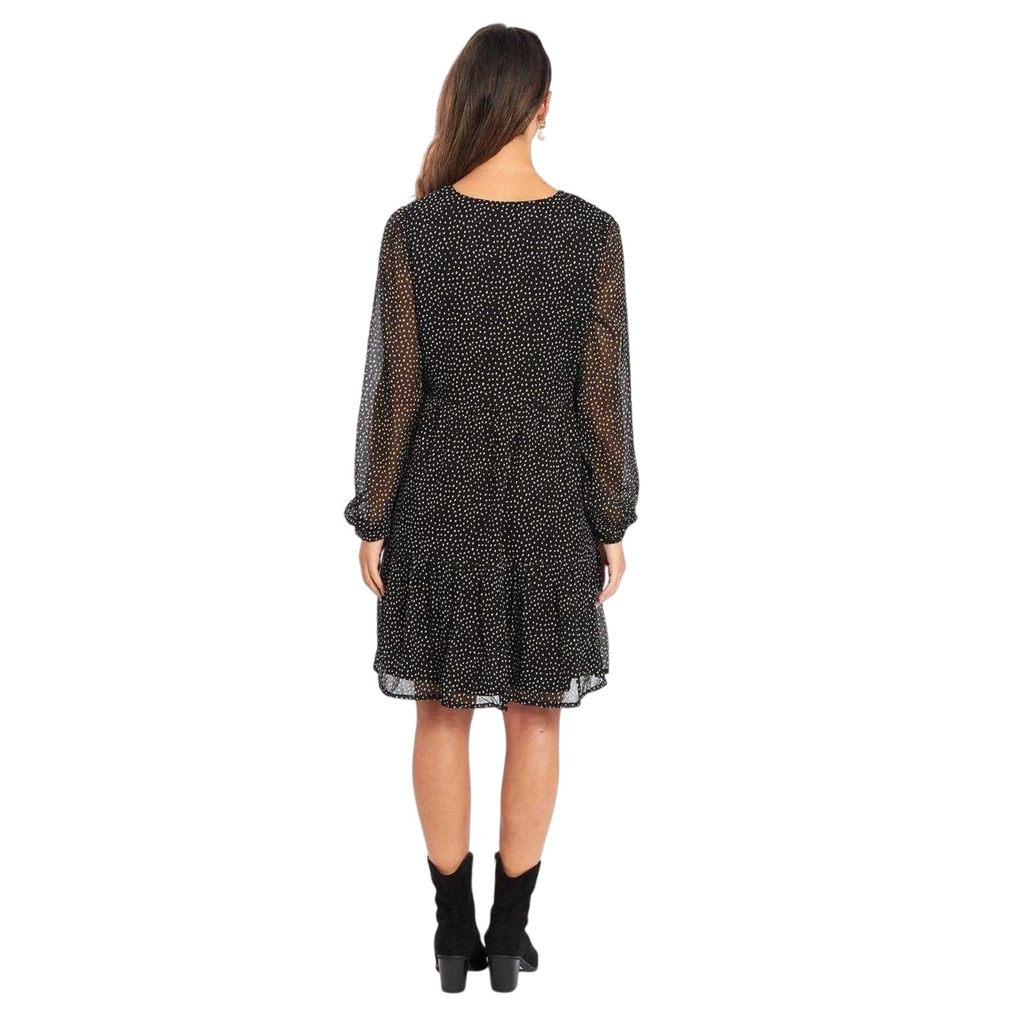 Black - Back - Be You Womens-Ladies Paisley V Neck Smock Dress