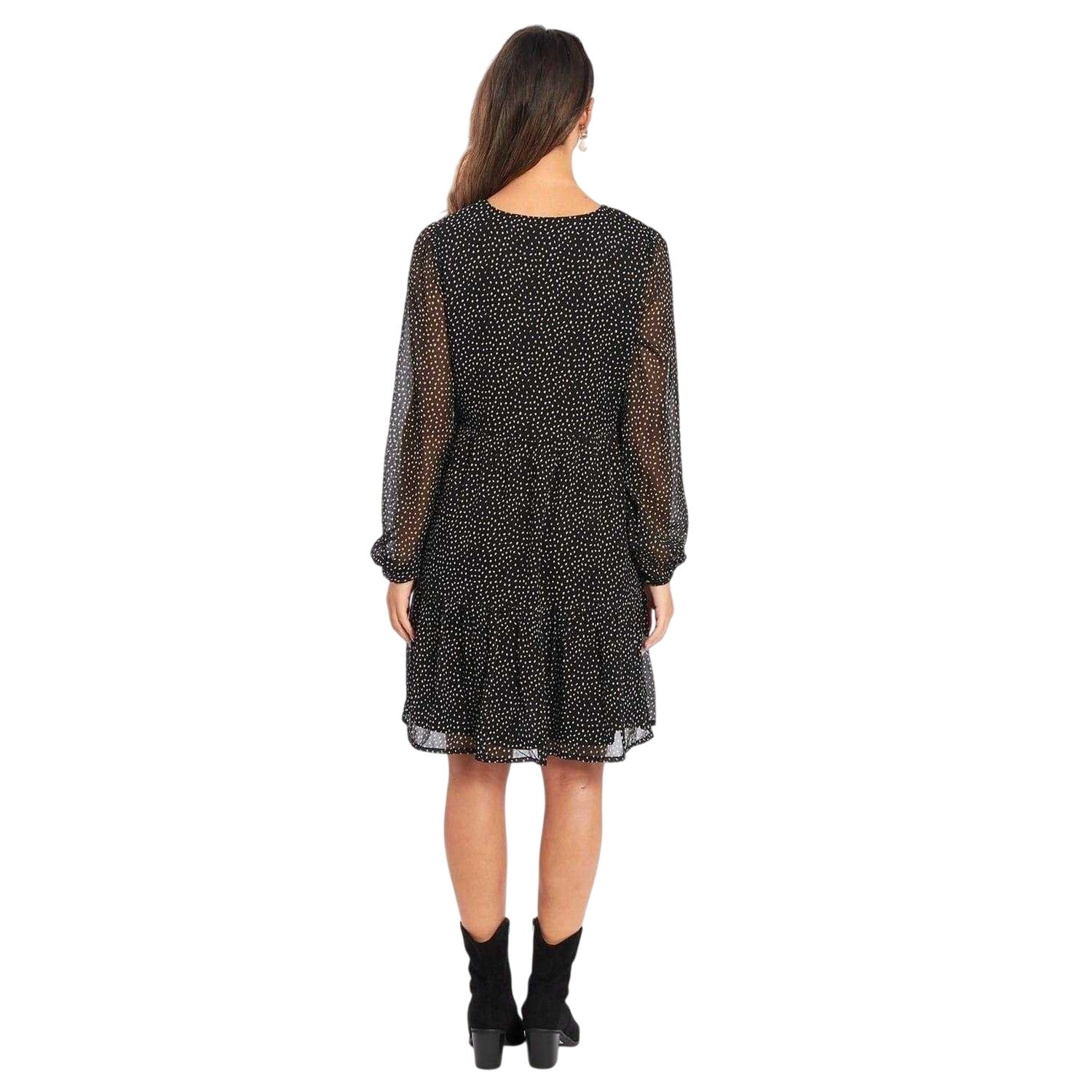 Black - Back - Be You Womens-Ladies Paisley V Neck Smock Dress