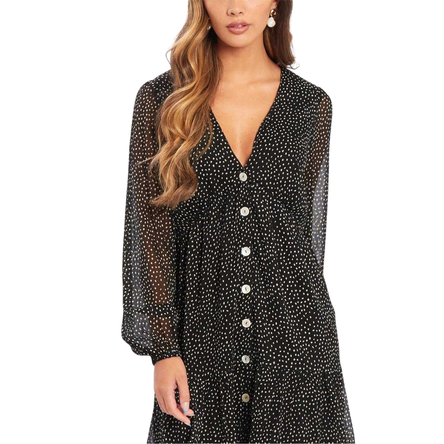 Black - Side - Be You Womens-Ladies Paisley V Neck Smock Dress