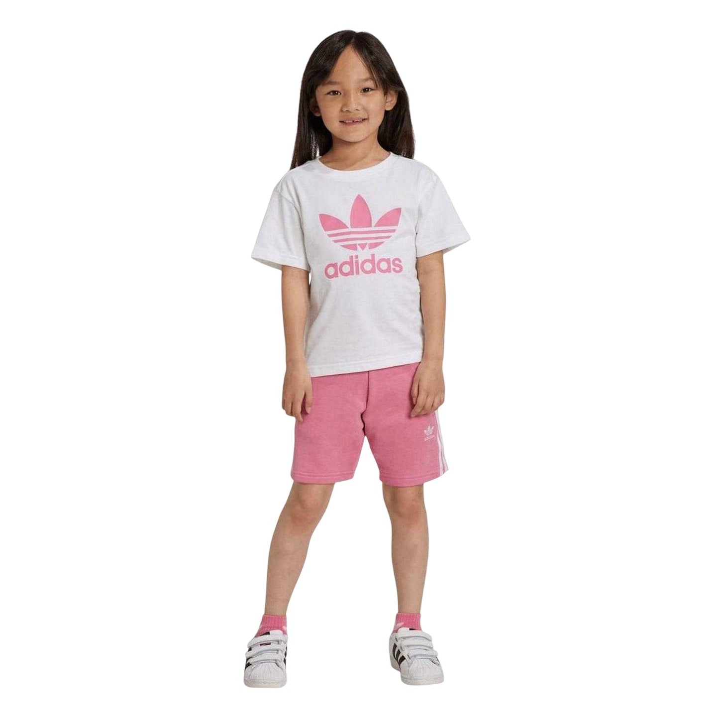 Rose - Side - Adidas Childrens-Kids Adicolor T-Shirt & Shorts Set