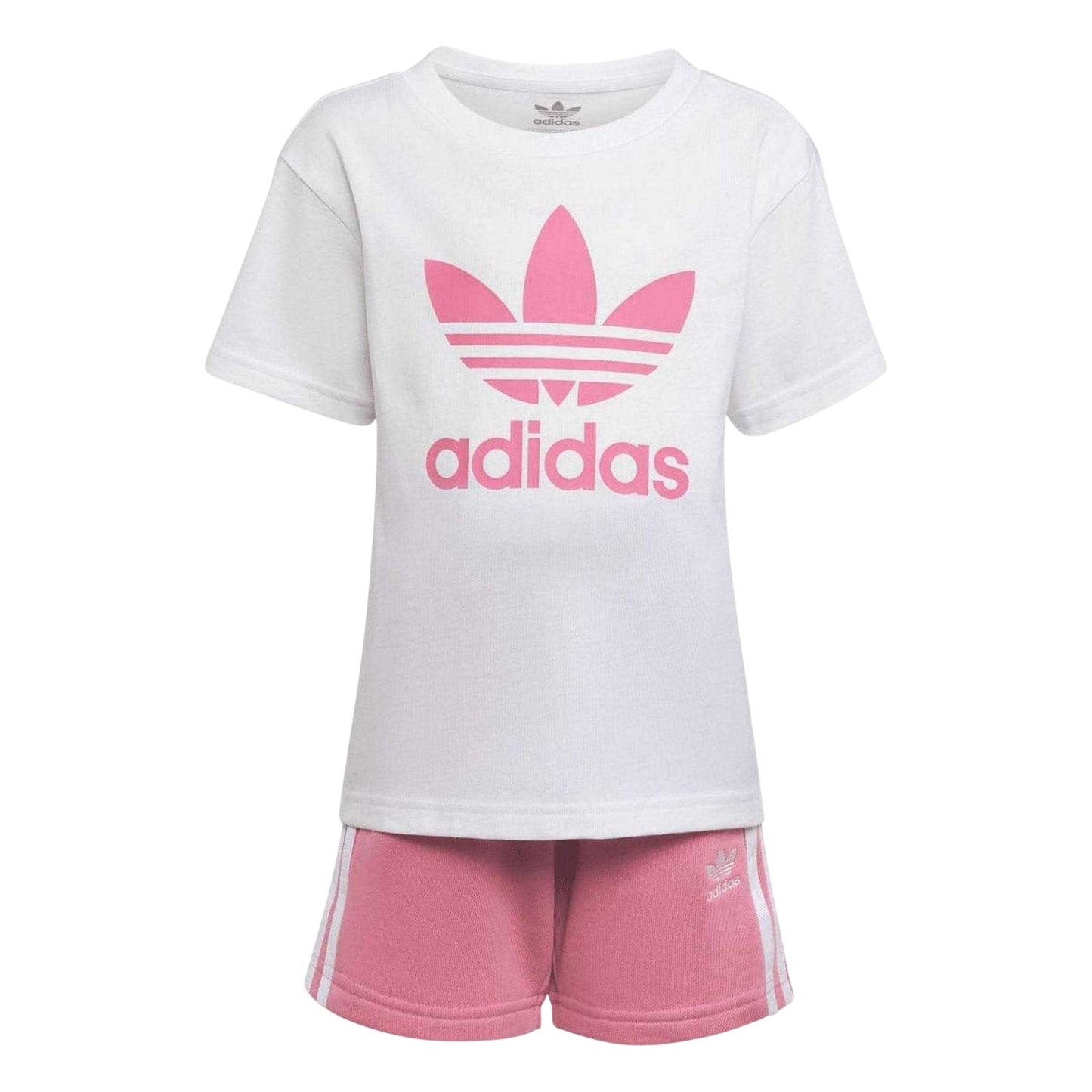 Rose - Front - Adidas Childrens-Kids Adicolor T-Shirt & Shorts Set