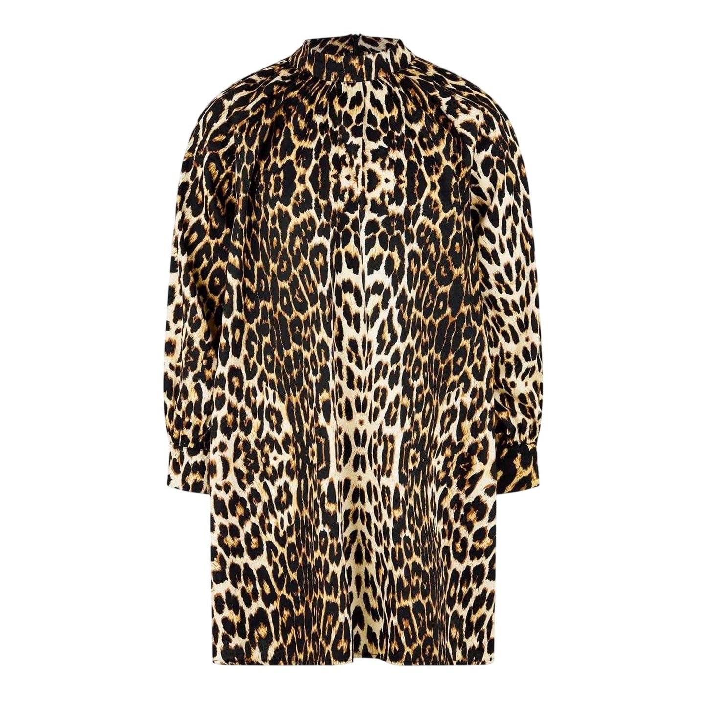 Brown-Black - Front - Biba Girls Leopard Print Balloon Sleeve Dress